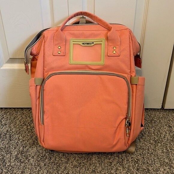 HOTBEST Coral Pink Diaper Bag Backpack NWOT - Picture 1 of 7